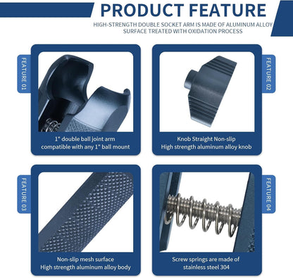 iHYTOON Double Soket Arm Aluminum Alloy Compatible with RAM Mounts B Size 1 inch Ball Adapter (90mm Arm)