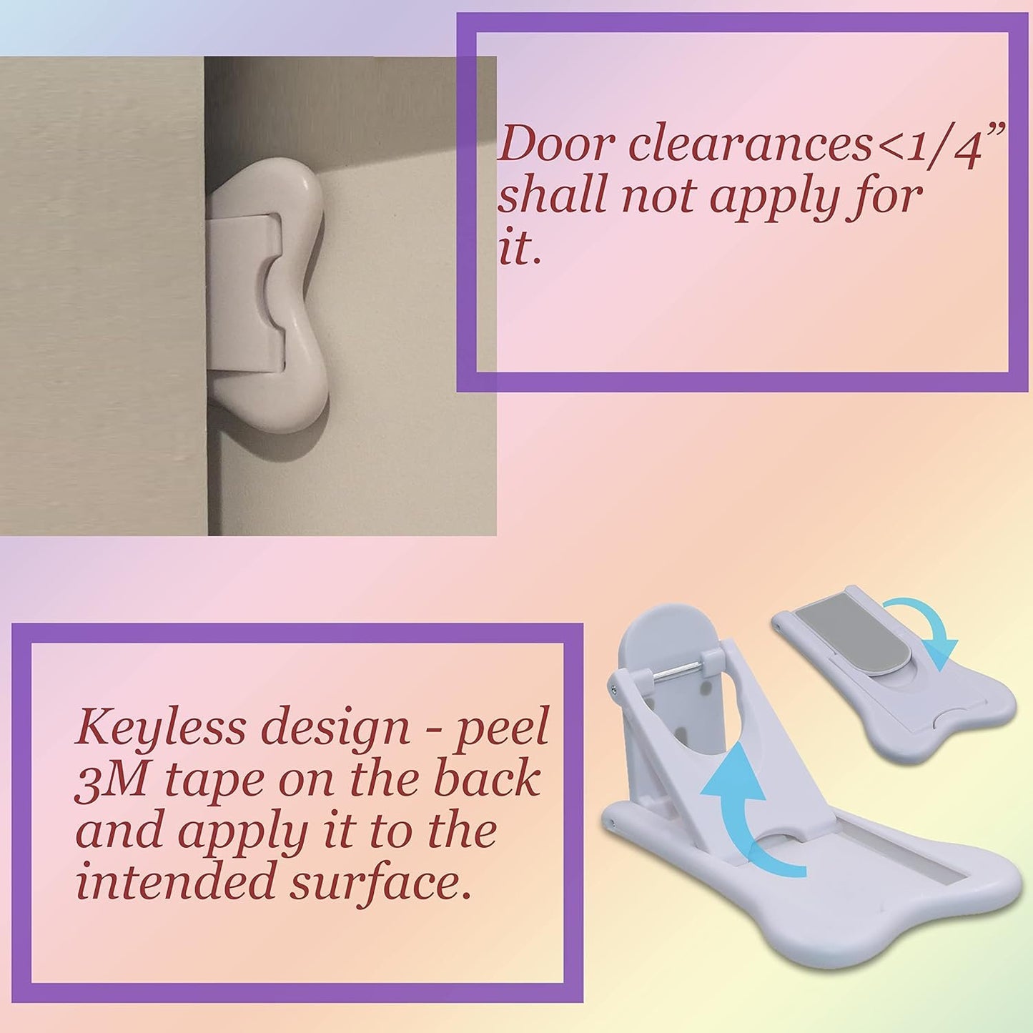 Sliding Door Lock for Child Safety 4 Pack, Baby Proof Lock for Patio, Closet, Shower, Window, Wardrobe, Childproof Cupboard Kitchen Cabinet Glass Door Latch, No Tools Needed