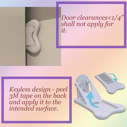 Sliding Door Lock for Child Safety 4 Pack, Baby Proof Lock for Patio, Closet, Shower, Window, Wardrobe, Childproof Cupboard Kitchen Cabinet Glass Door Latch, No Tools Needed