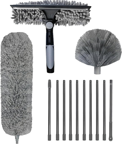 Ergonomic High Duster with Microfiber Head and Long Handle, Multin Function Cobweb Cleaner Ideal for Reaching Shelves, Walls, Essential Dusting Tool Home Cleaning Tasks