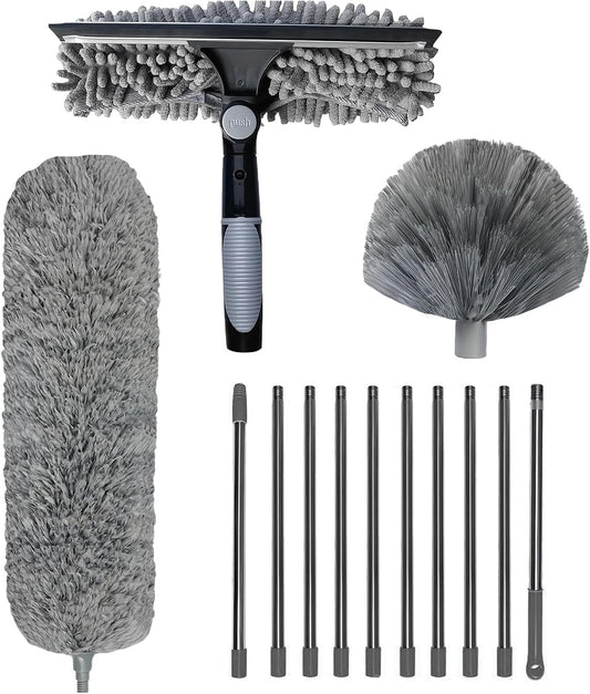 Ergonomic High Duster with Microfiber Head and Long Handle, Multin Function Cobweb Cleaner Ideal for Reaching Shelves, Walls, Essential Dusting Tool Home Cleaning Tasks