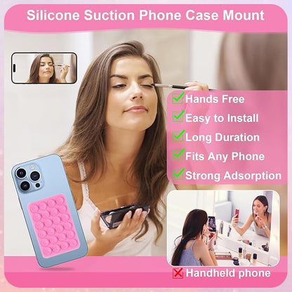 4Pcs Silicone Phone Sticky Grip,Leeneen Suction Phone Case Mount for All Phone,Hands-Free Strong Grip Holder for Selfies and Videos