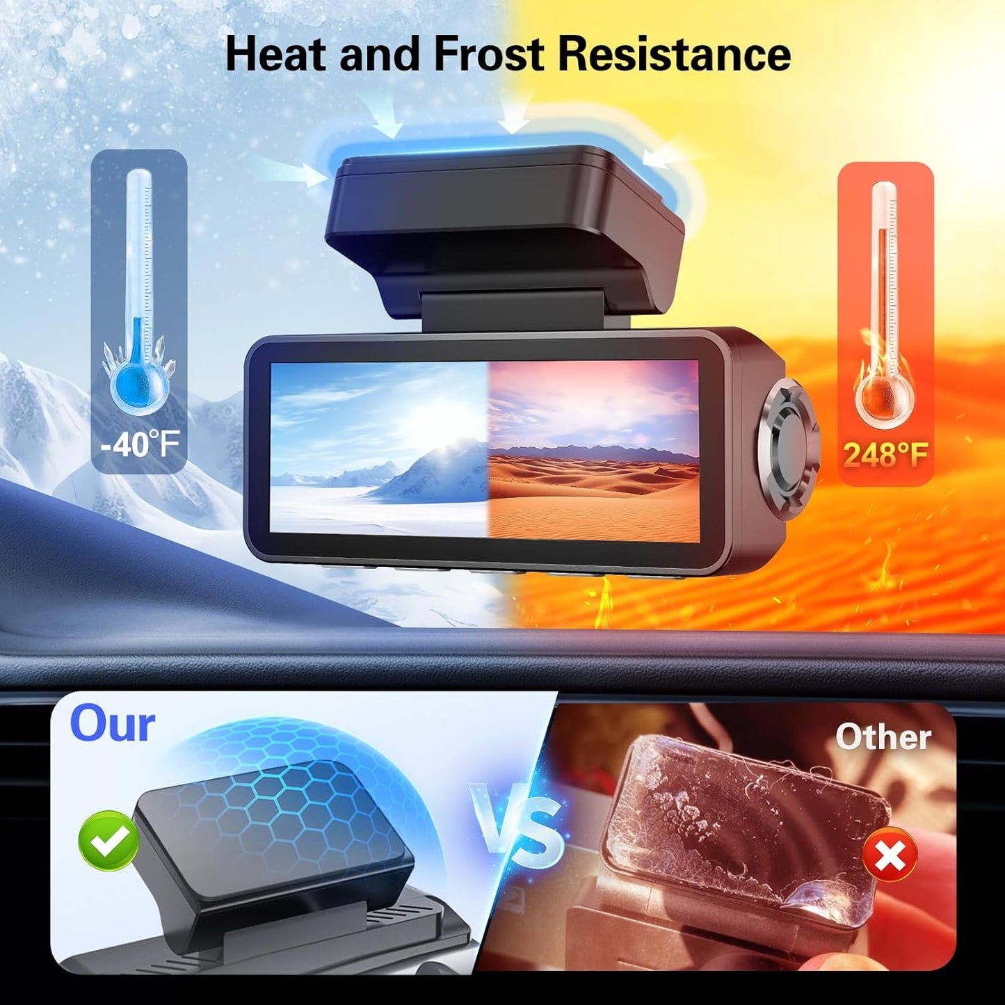 pop-tech Adhesive Pad for Dash Cam: 4Pcs Sticky Pads for Dashcam Mount Front Rear - 3M VHB Double Sided Mounting Tape for Square Car Camera - Heat Resistant Replacement Sticker for Windshield Window