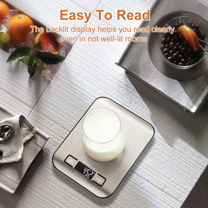 CROWNFUL Food Scale, 11lb Digital Kitchen Scales with Built-in Coin Battery, Weight Ounces and Grams for Cooking and Baking, 6 Units with Tare Function