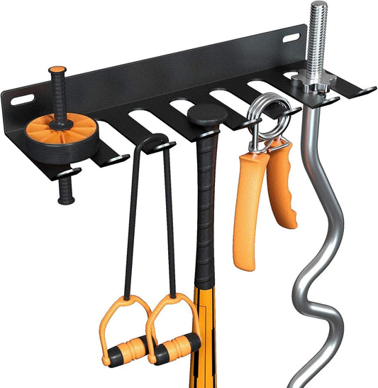 Riuog Gym Equipment Storage Rack,Multi Purpose Wall Mount Home Gym Equipment Storage Rack for Resistance Bands, Jump Ropes, Yoga Mat, Foam Roller, Chains, Barbells Carabiners Included, gift