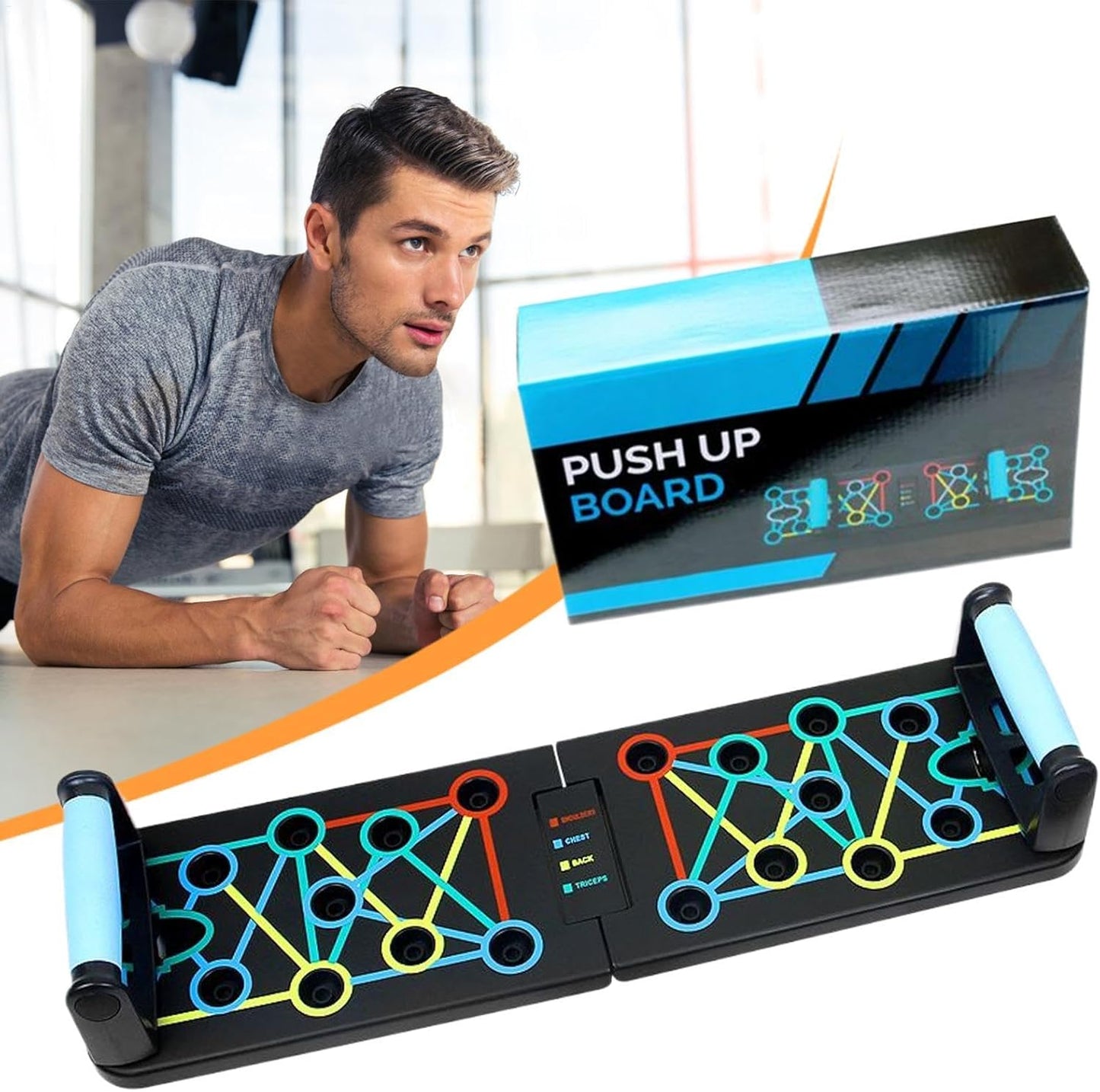 Push Up Board, Foldable Pushup Stand System, Multifunzionale Home Workout Equipment, Professional Strength Training per uomini e donne, portatile Fitness Gear