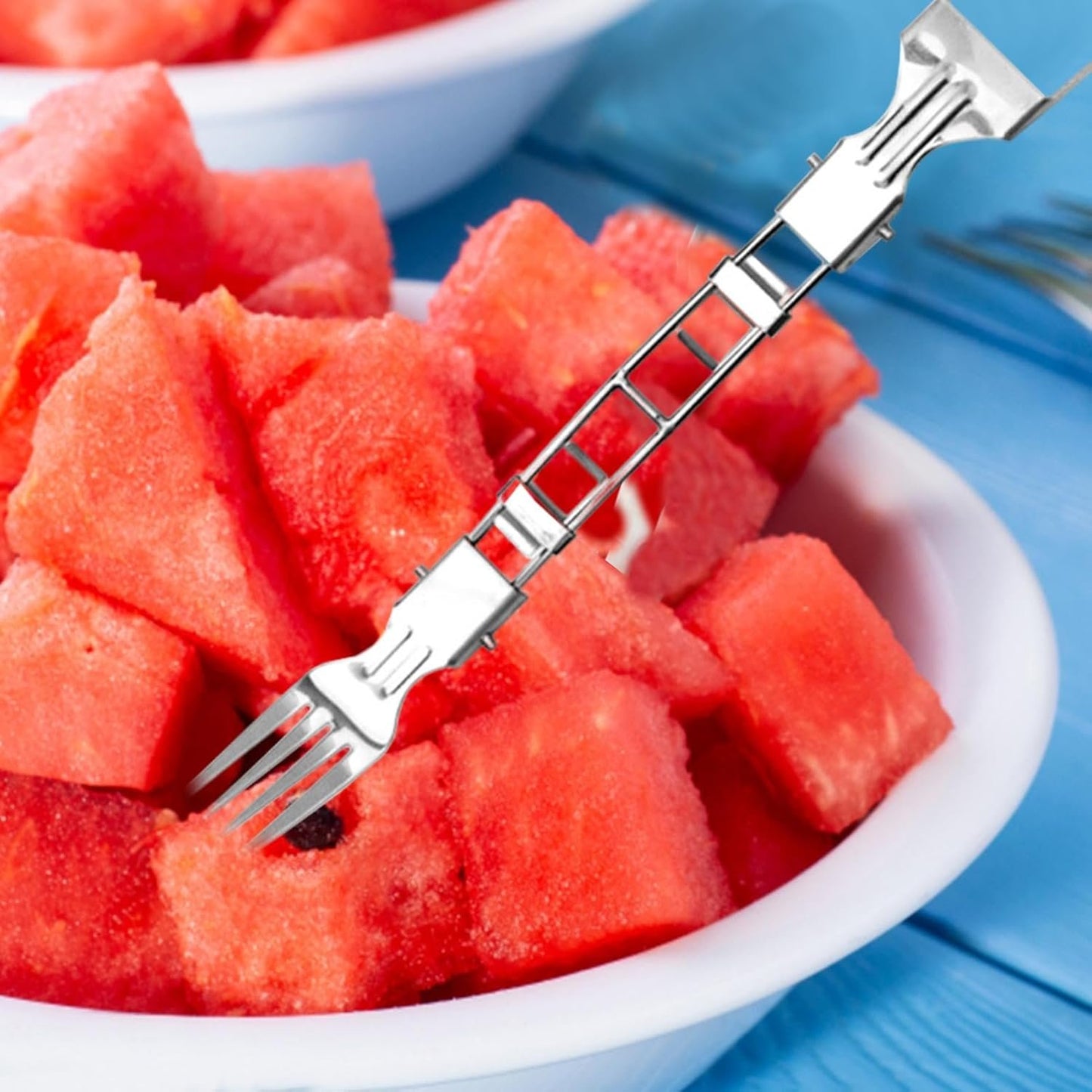 Watermelon Fork Slicer Cutter - Fruit Cutting Tools Fork | 2-in-1 Stainless Rust-Proof Splitters Handheld for Meal Prep Vegetable Salad Picnic Snacks Toddler Food Cantaloupe