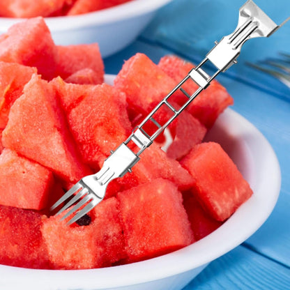 Watermelon Fork Slicer Cutter - Fruit Cutting Tools Fork | 2-in-1 Stainless Rust-Proof Splitters Handheld for Meal Prep Vegetable Salad Picnic Snacks Toddler Food Cantaloupe