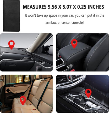 Car Registration and Insurance Holder,PU Leather Car Document Holder Car Glove Box Organizer for ID Cards,Driver's License,Universal Car Organizer Car Accessories for Women/Men (Black)