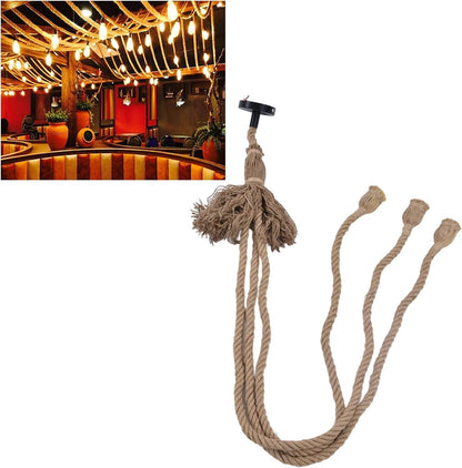 Vintage Hemp Rope Pendant Light Fixture Retro Hemp Rope Hanging Light Vintage Ceiling Light Lamp Retro Style for Dining Hall Restaurant Bar Lighting