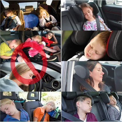 Car Seat Headrest Pillow,Head Neck Support Detachable,Premium seat held Pillow, 180 Degree Adjustable Both Sides Travel Sleeping Cushion for Kids Adults (Black)