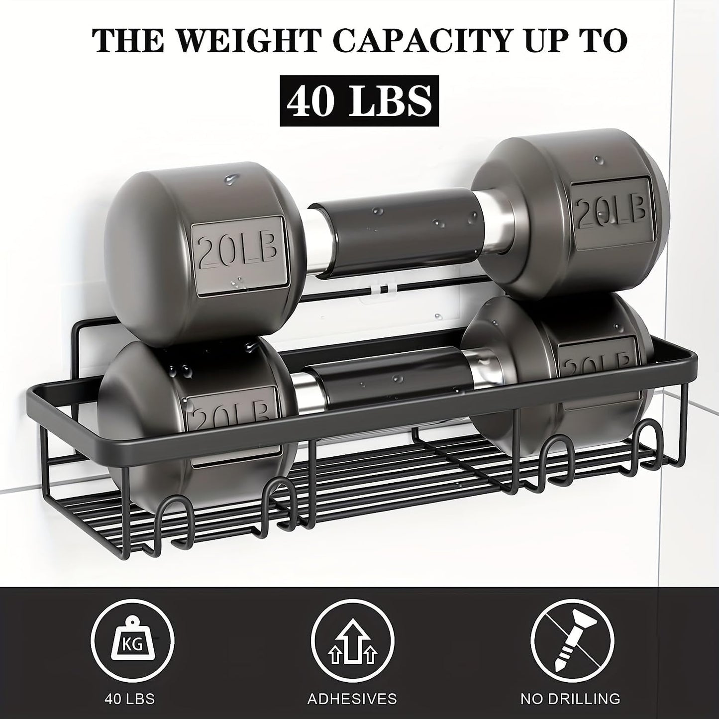 Adhesive Shower Caddy Organizer Shelves Rack - 5 Pack Corner Bathroom Storage Organization, Home & Kitchen Decor Inside RV Accessories, Hanging First Apartment Household Camper Essentials