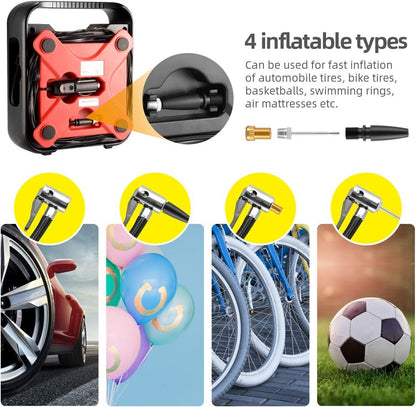 WindGallop Digital Car Tire Inflator Portable Air Compressor for Car Tires 12v Tire Inflator Air Pump with Pressure Gauge LED Light Valve Adaptors for Bike Car Ball and Pool Toys (Red)