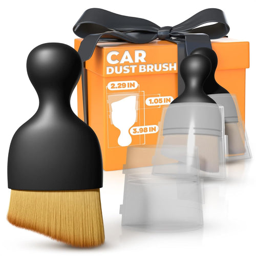 3 Pcs Car Detailing Brush Set – Cleaning Brush Interior Kit with Soft Bristles | Detail Brushes with Transparent Cases, Sturdy Plastic Handle – Waterproof Auto Detailing Brushes for Versatile Use