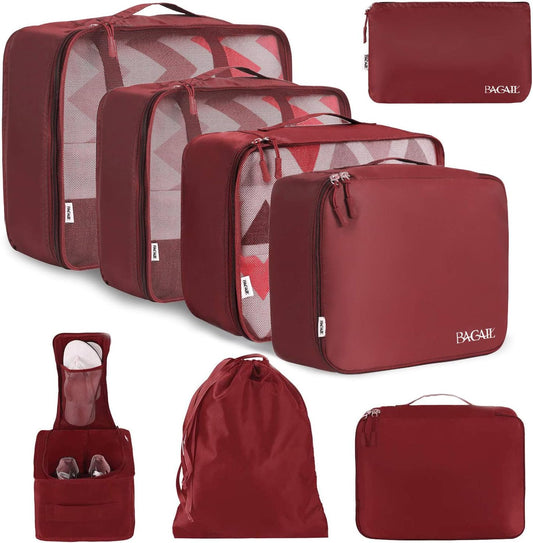 BAGAIL Set of 8 Packing Cubes for Suitcases, Lightweight Luggage Organizers, Packing Cubes for Travel Accessories
