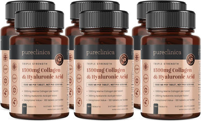1500mg UltraColl Collagen (1200mg) & Hyaluronic Acid (300mg) x 1080 Tablets (6 Bottles of 180)