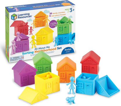 Learning Resources LER3369 All About Me Sorting Neighborhood, Fine Motor & Sorting Skills, SEL, Montessori Toys, Special Education Actives, Imaginative Play, 6 Pieces, Multi