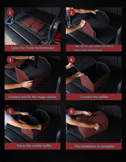 BingooPan Trunk Organizer for SUV | Car Organizers and Storage | Car Trunk Leather Storage Box | Extra Large, Metal Buckle Lid, Collapsible and Adjustable