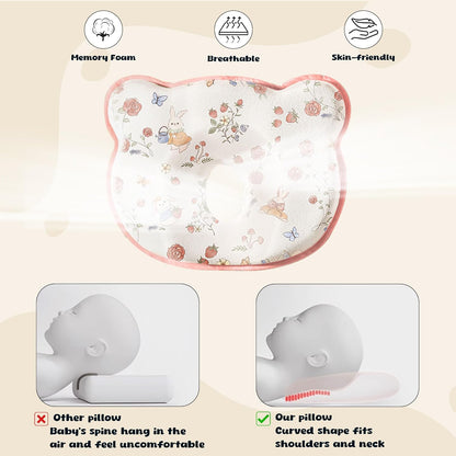 ARefugen Soft Memory Foam Pillow for Kids Boys Girls - Cute Breathable Cozy Portable Pillow Head and Neck Support for Home Travel Car Seats (Rabbit)