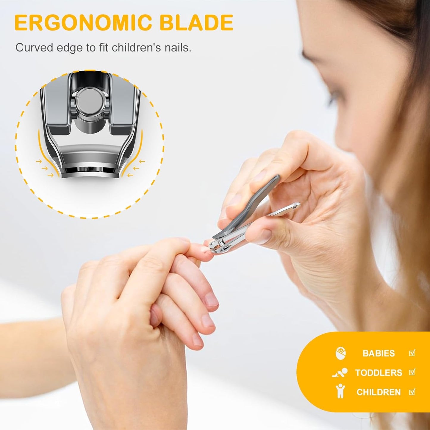 BEZOX Safe Baby Nail Clippers, Small Jaw Kids Nail Clipper Trimmers for, Infants, Child and Toddlers, Precision Nail Grooming Tool for Tiny Fingers and Toes - Silver