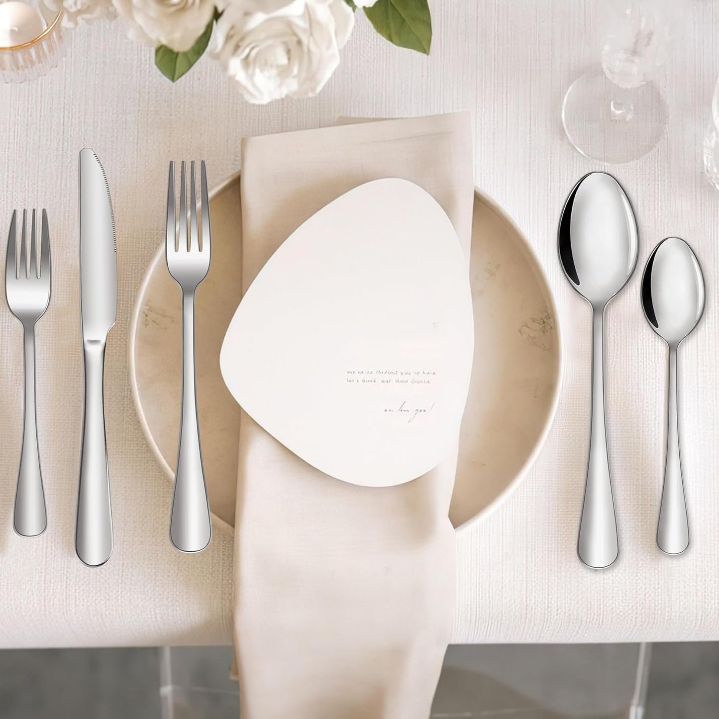 Cutlery Set, 20-Piece Modern Silverware Flatware Set, Stainless Steel Utensils Set Service for 4, Include Knife/Fork/Spoon, Mirror Polished, Dishwasher Safe