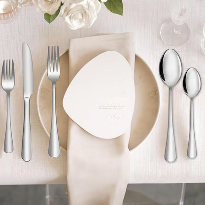 Cutlery Set, 20-Piece Modern Silverware Flatware Set, Stainless Steel Utensils Set Service for 4, Include Knife/Fork/Spoon, Mirror Polished, Dishwasher Safe