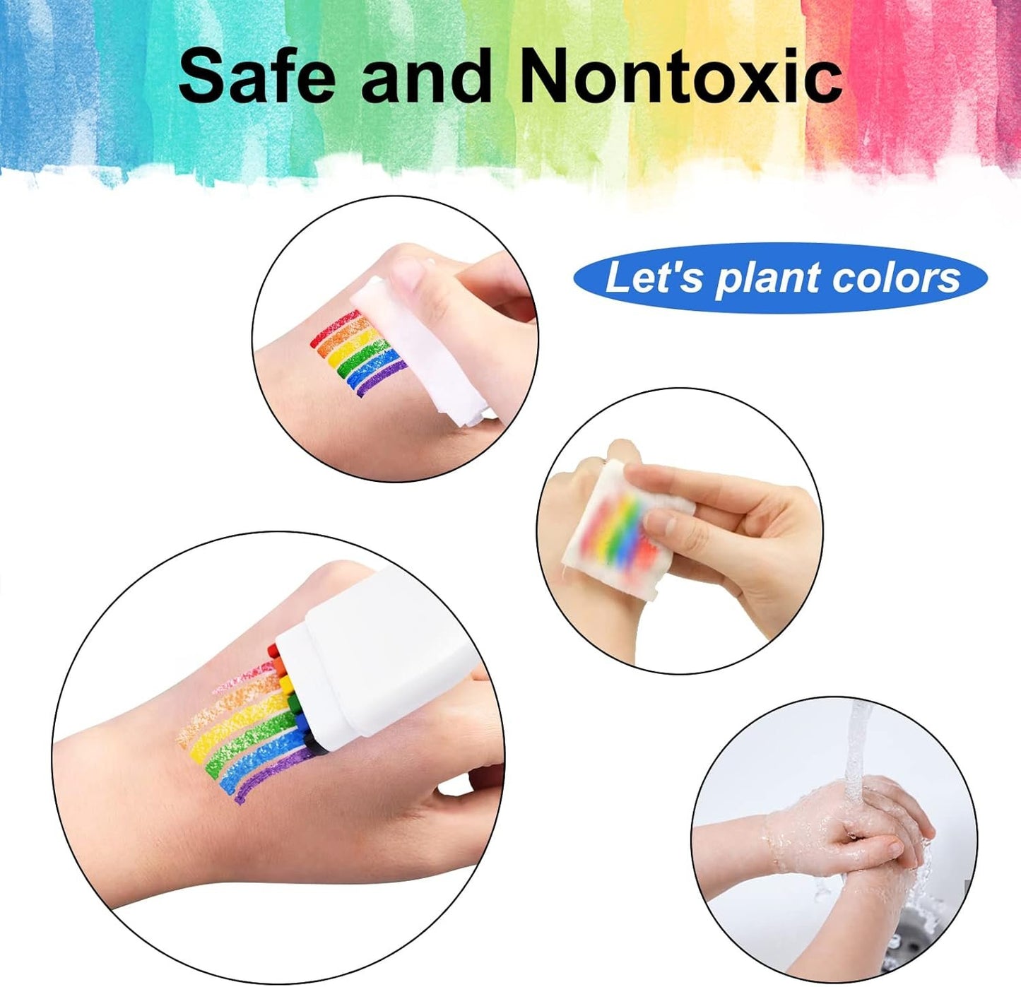 Rainbow Pride Flag Face Paint - Gay Pride Rainbow Stripe Fan Brush Stick, Face and Body Paint for Gay Pride Parade, Pride Month Celebrations, Cosplay, Party, and Halloween Makeup (1 Pack)