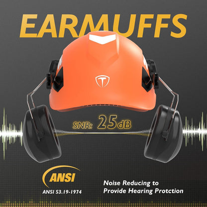 TOOLIOM High-Visibility Forestry Safety Helmet with Ear Muffs & Face Shield Visor, ANSI Approved Arborist Helmet with Anti-Fog Goggles