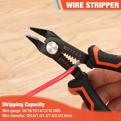 ValueMax Wire Stripper and Cutters, 10-22 AWG Wire Stripper Tool, 6-inch Flush Cutters with Safety Lock and Curved Bevel Design, Suitable for Electronics, Jewelry, 3D Printing, and Crafts