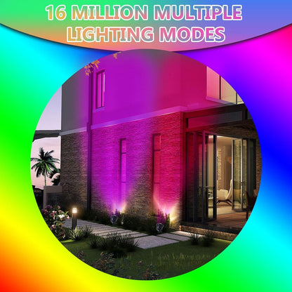 ASTRAEA RGB Outdoor LED Spot Lights, 12W Color Changing Landscape Spotlights Lighting with Remote Control & APP, Music Sync & Timer, Waterproof Spotlights Uplighting for Yard Garden Pathway, 2 Pack