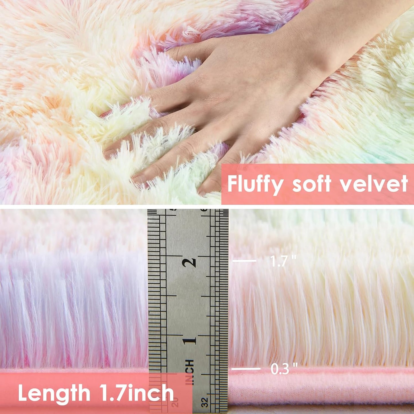 Shaggy Rugs Fluffy Area Rugs 4x5.2 Ft, Large Tie-Dyed Plush Fuzzy Rug, Ultra Soft Modern Furry Carpet for Bedroom, Anti-Skid Indoor Carpets Nursery Rug for Kids Room Home Decor (Rainbow, 120 * 160cm)