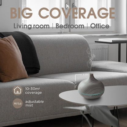 550ml Essential Oil Diffuser, Aromatherapy Ultrasonic Diffusers Fragrant Humidifier Vaporizer with Remote Control, Night Lights, Timer Auto Off, White Wood Grain