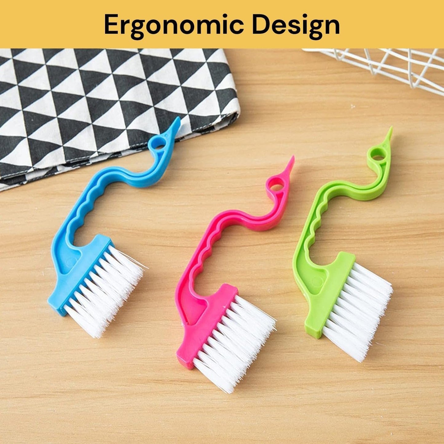 EZONEDEAL 2 Pack Protable Hand-held Groove Gap Cleaning Brush Door Window Track Kitchen Crevice Cleaning Brush Tool Hand-held Kitchen Air Conditioning Outlet Air (2 X Pink)