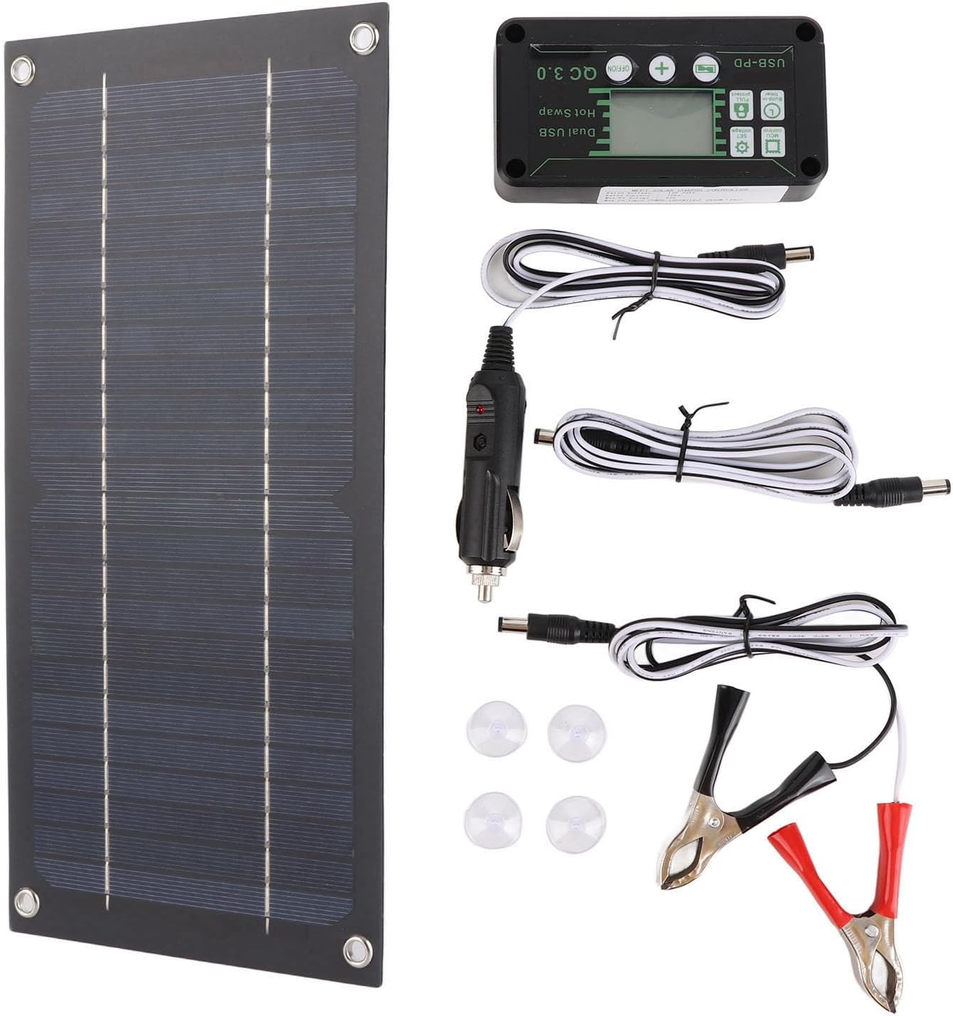 600 Watts Solar Panel Kit, High-Efficiency Monocrystalline Solar Panel Charger with Extension Cable and Battery Clip for RV Outdoor Camping and Other Off Grid Applications