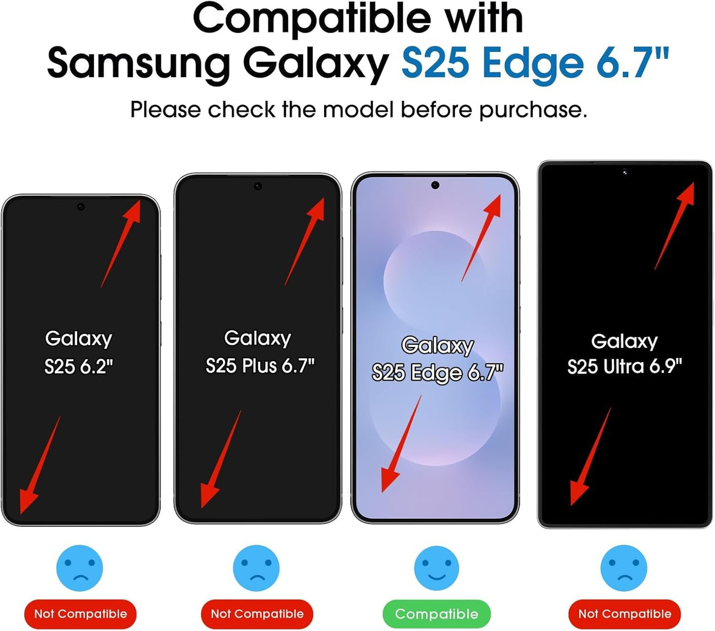 amFilm (2+2 Pack) OneTouch Compatible with Samsung Galaxy S25 Edge (2025), Tempered Glass Screen Protector, 9H Hardness with Tempered Glass Camera Lens Protector, Easiest to Installation