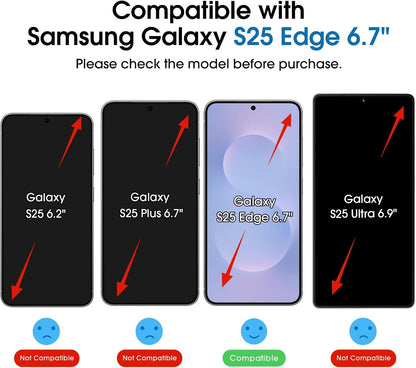 amFilm (2+2 Pack) OneTouch Compatible with Samsung Galaxy S25 Edge (2025), Tempered Glass Screen Protector, 9H Hardness with Tempered Glass Camera Lens Protector, Easiest to Installation