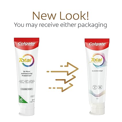 Colgate Total Clean Mint Toothpaste, 10 Benefits, No Trade-Offs, Freshens Breath, Whitens Teeth and Provides Sensitivity Relief, Clean Mint Flavor, 4 Pack, 5.1 Oz Tubes