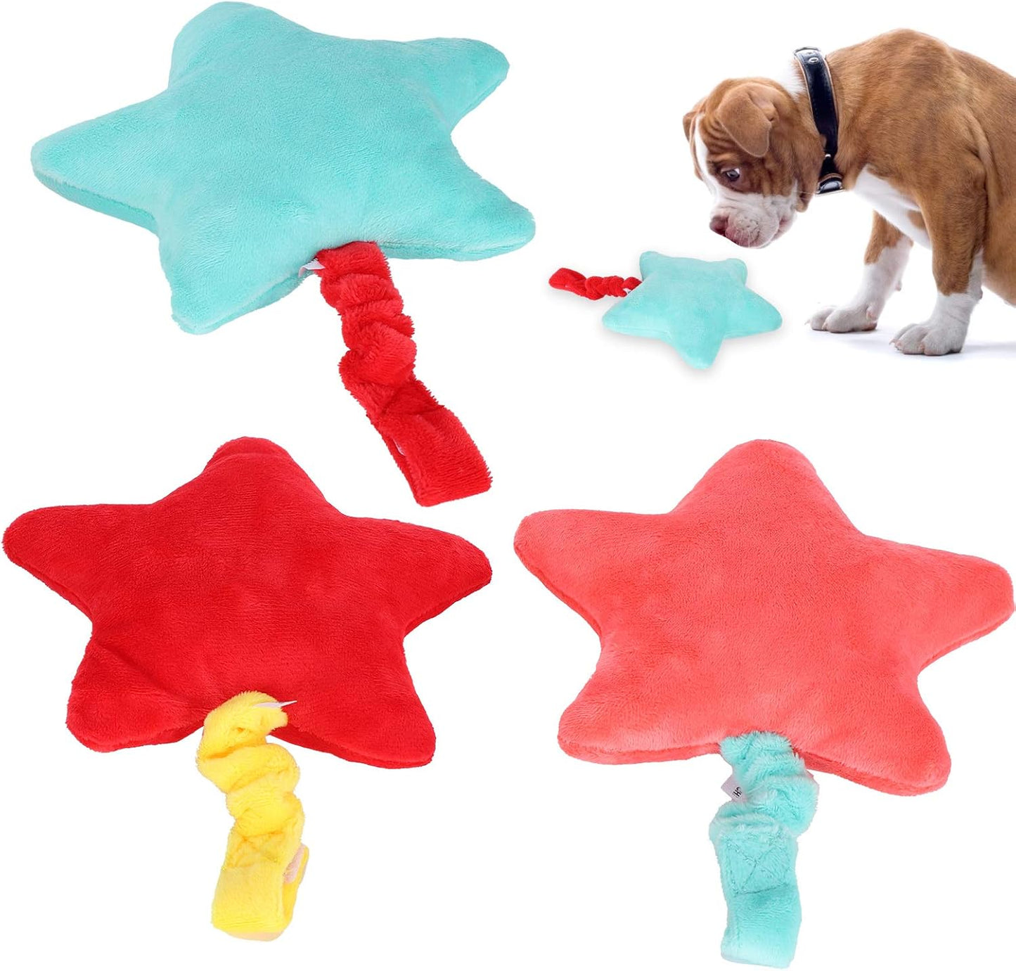 REXVTNS Starfish Pet Chew Toy 3 Pack | Care orale di cotone pluviale morbido per cani/gatti | PET - Amichevole giocattolo mobile da masticare con corda per cuccioli e gattini