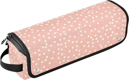 FRODOTGV Borsa da viaggio rosa a pois per strumenti per capelli caldi con tappetino in ferro antipolvere borsa da viaggio per piastra per utensili caldi e accessori per la cura dei capelli Custodia