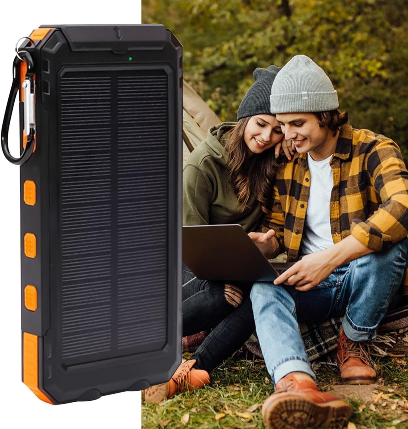 Solar Portable Charger | Cell Phone Charger,20000mAh Wireless Fast Charging Device with Flashlight for Outdoor Camping