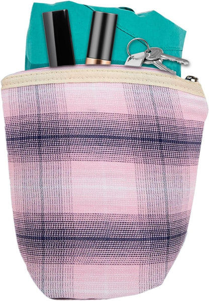 Travel Bag Stripes, Zipper Makeup Pouch, 6.69 x 5.71 x 2.95 Inches, Cosmetic Storage Organizer, Water Resistant Inner Lining for Women Travels and Daily Accessories, Multicolour, pink, Please refer to