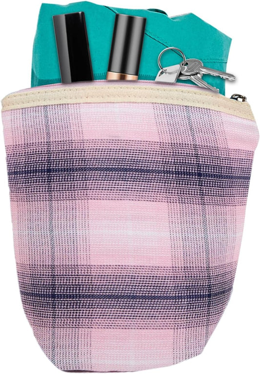 Travel Bag Stripes, Zipper Makeup Pouch, 6.69 x 5.71 x 2.95 Inches, Cosmetic Storage Organizer, Water Resistant Inner Lining for Women Travels and Daily Accessories, Multicolour, pink, Please refer to