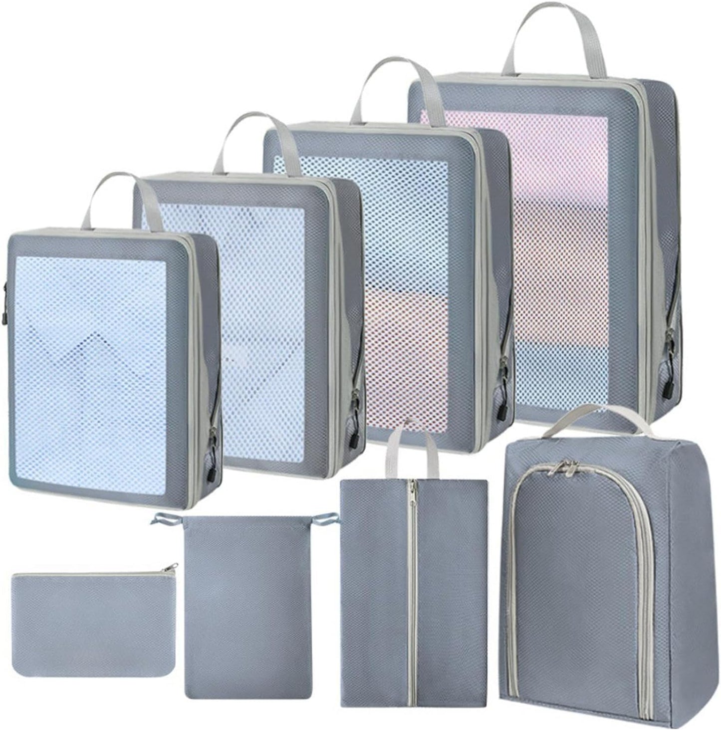 Suitcase Organizer Bags | Set of 8 Waterproof Travel Bags for Suitcase Packing,Garment Organization Bags with Zipper Closure for Basements, Bedroom