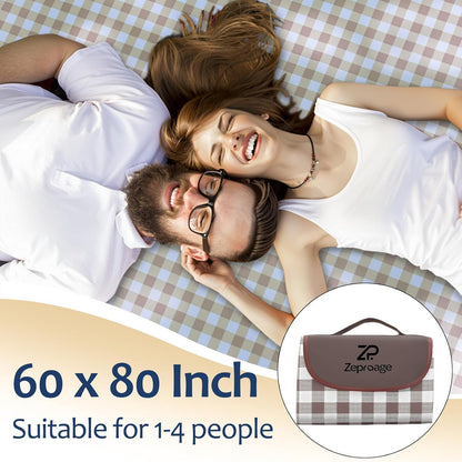 Zeproage Waterproof Picnic Blanket, 150x200cm Picnic Mat Outdoor Portable Travel Camping Coffee