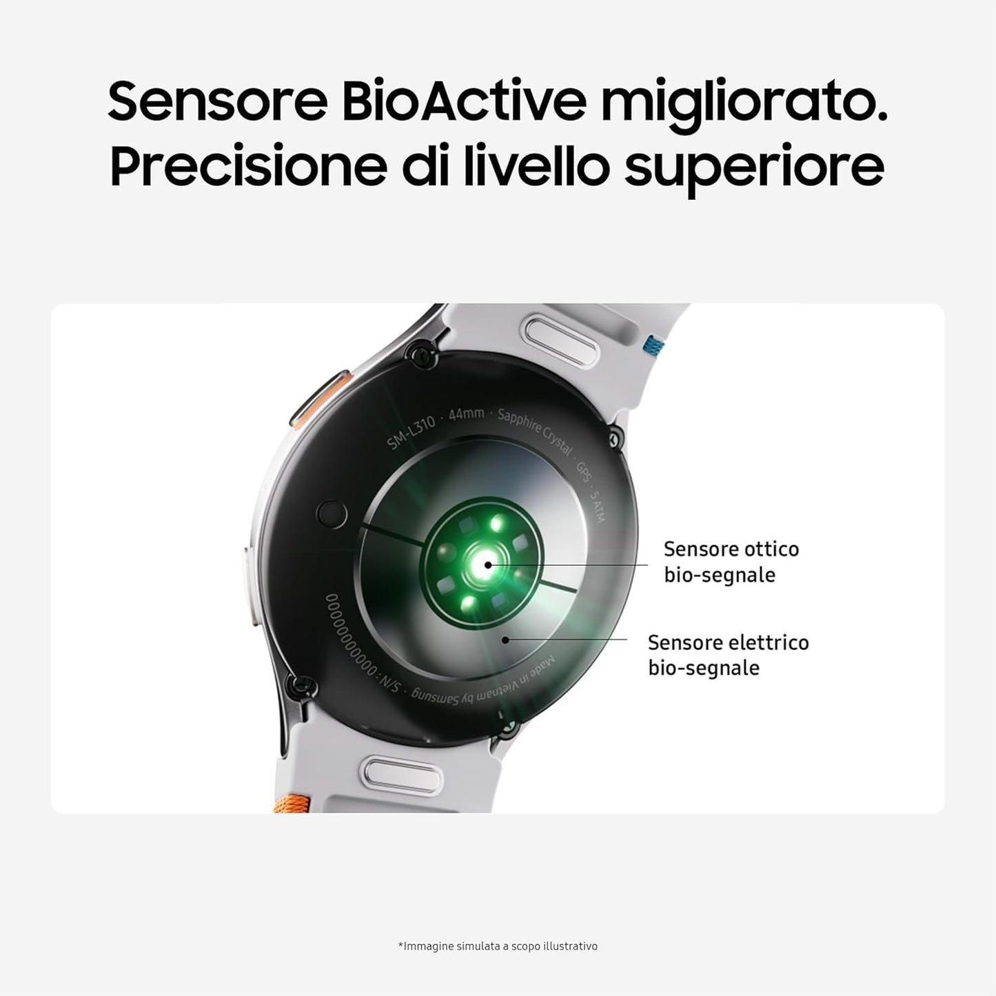 Samsung Galaxy Watch7 Smartwatch Galaxy AI Sleep Analysis, Dual Finger Close Control, Long Life Battery, GPS, BT, Aluminium Touch Bezel 44mm Silver [Italian Version]