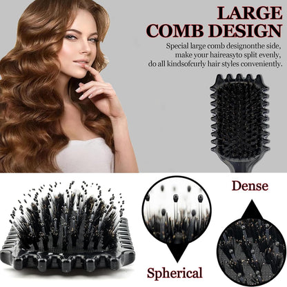 Black Detangling Brush for Curly Hair - Styling Brush for Curly, Wavy, Thick & Frizzy Hair - Gentle on Scalp, Reduces Breakage & Frizz - Perfect for Men, Women