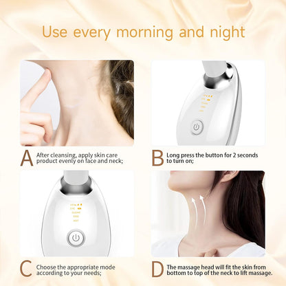 ASEXETIC Firming Wrinkle Removal Device for Neck Face, Double Chin Reducer, 3 in 1 Portable Face Massager for Skin Care, Face Sculpting Tool, Vibration, Thermal, Microcurrent