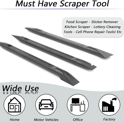 12 PCS Carbon Fiber Plastic Scrapers Tool, Non-Scratch Scraper Tool for Tight Spaces, Multi-Purpose Label Scraper Pen-Shaped, for Car Cleaning Supplies, Kitchen, Crevices, Stains (Black)