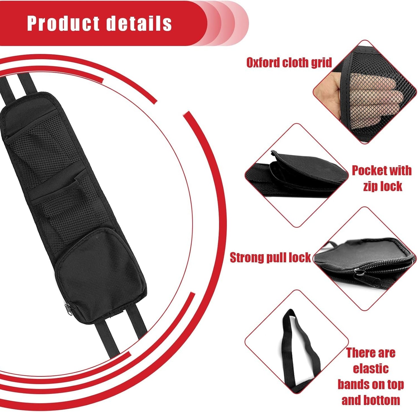 QUICTO 2PCS Car Seat Storage Hanging Bag, Multi-Pocket Side Organizer, Multifunctional Mesh Net Pocket, Can Hold Mobile Phone, Wallet, Glasses, Suitable for Cars, SUVs, Trucks Black