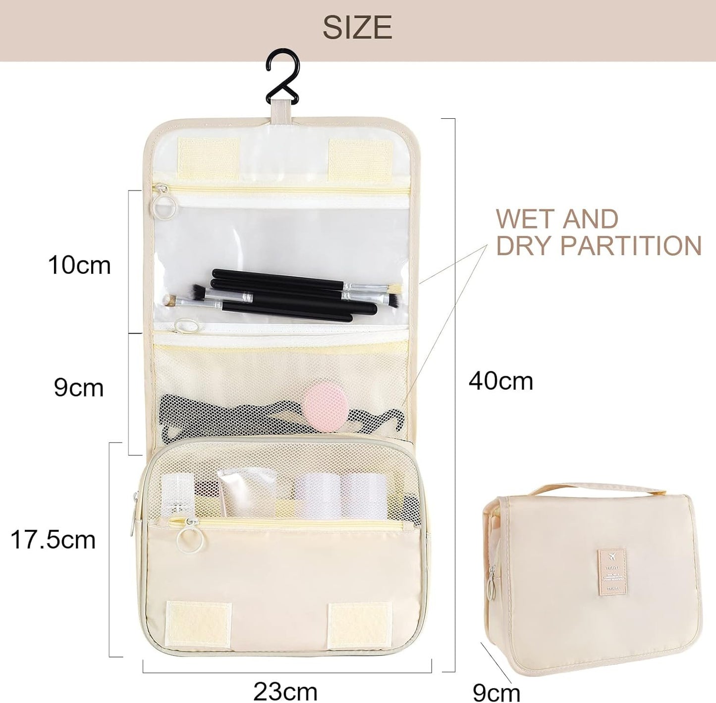 Hanging Travel Toiletry Bag for Women Men Girls, with Foldable Hygiene Bag, Waterproof Makeup Bag Organizer Toiletries Bag, Travel Size Essentials Accessories Cosmetics